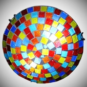 欧式 吸顶灯马赛克彩色玻璃灯卧室走廊门厅衣帽间阳台圆形吸顶灯