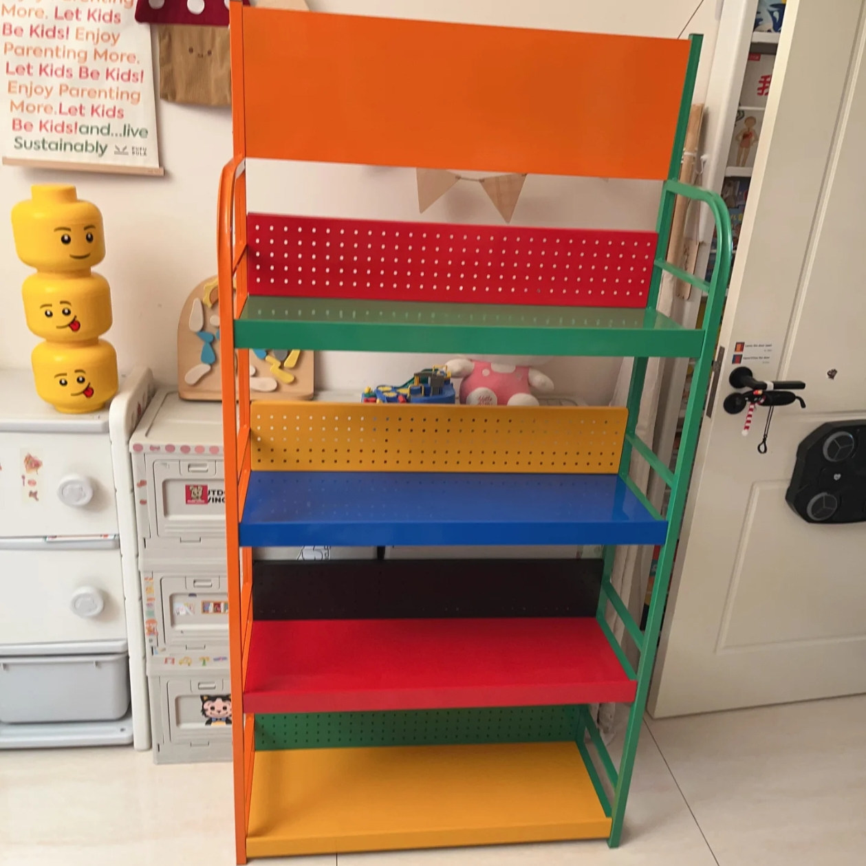 幼儿园置物架多巴胺彩色玩具储物架卧室书架手办架手工具架展示架,收纳整理,家用收纳手推车,淘宝优惠券,粉丝福利购,淘宝优惠卷