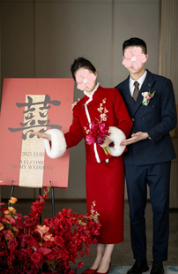 出租满庭芳【意欢】新中式毛呢套装新娘秋冬红色敬酒服订婚礼服