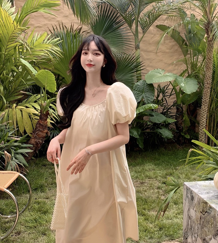 Real price bubble sleeve loose dress