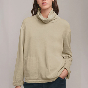 度物思仁女士套头高领宽松卫衣天然环保有机棉亲肤柔软不刺激皮肤