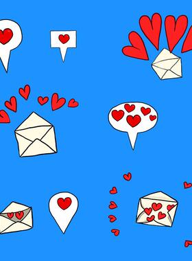 视频素材卡通红色爱心信封气泡喜欢动画剪辑包装综艺效果MG176