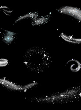 视频素材圣诞魔法轨迹粒子光效雪花星星闪烁动画透明MG222