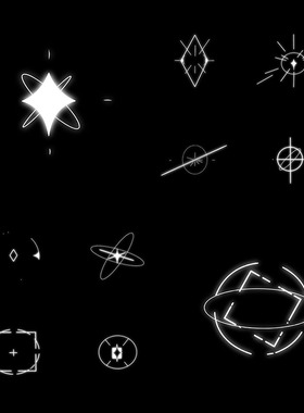视频素材几何图形星星魔法变换闪烁发光特效动画MG197