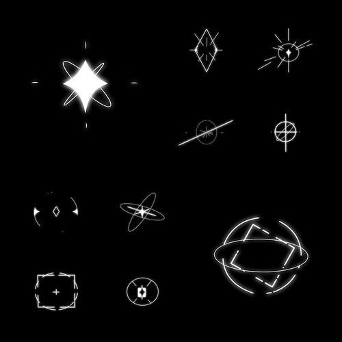 视频素材几何图形星星魔法变换闪烁发光特效动画MG197