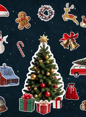 视频素材圣诞主题氛围感装饰物撕纸拼贴动画元素透明MG153