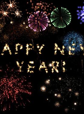 视频素材五彩绚丽烟花绽放动画特效新年节日氛围感MG154