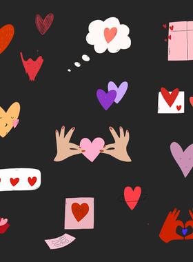 视频素材卡通插画爱心浪漫情人节短片动画剪辑包装MG174