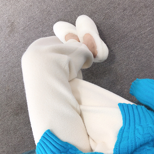 直筒高腰毛呢长裤 女加厚宽松休闲裤 子 双面羊绒针织阔腿裤 早春新款