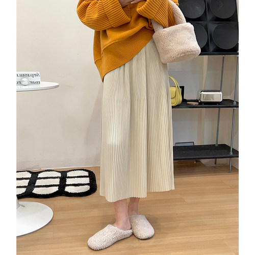 momo大姐姐夏季半身裙女2025新款百褶裙显瘦百搭垂感a字裙中长裙