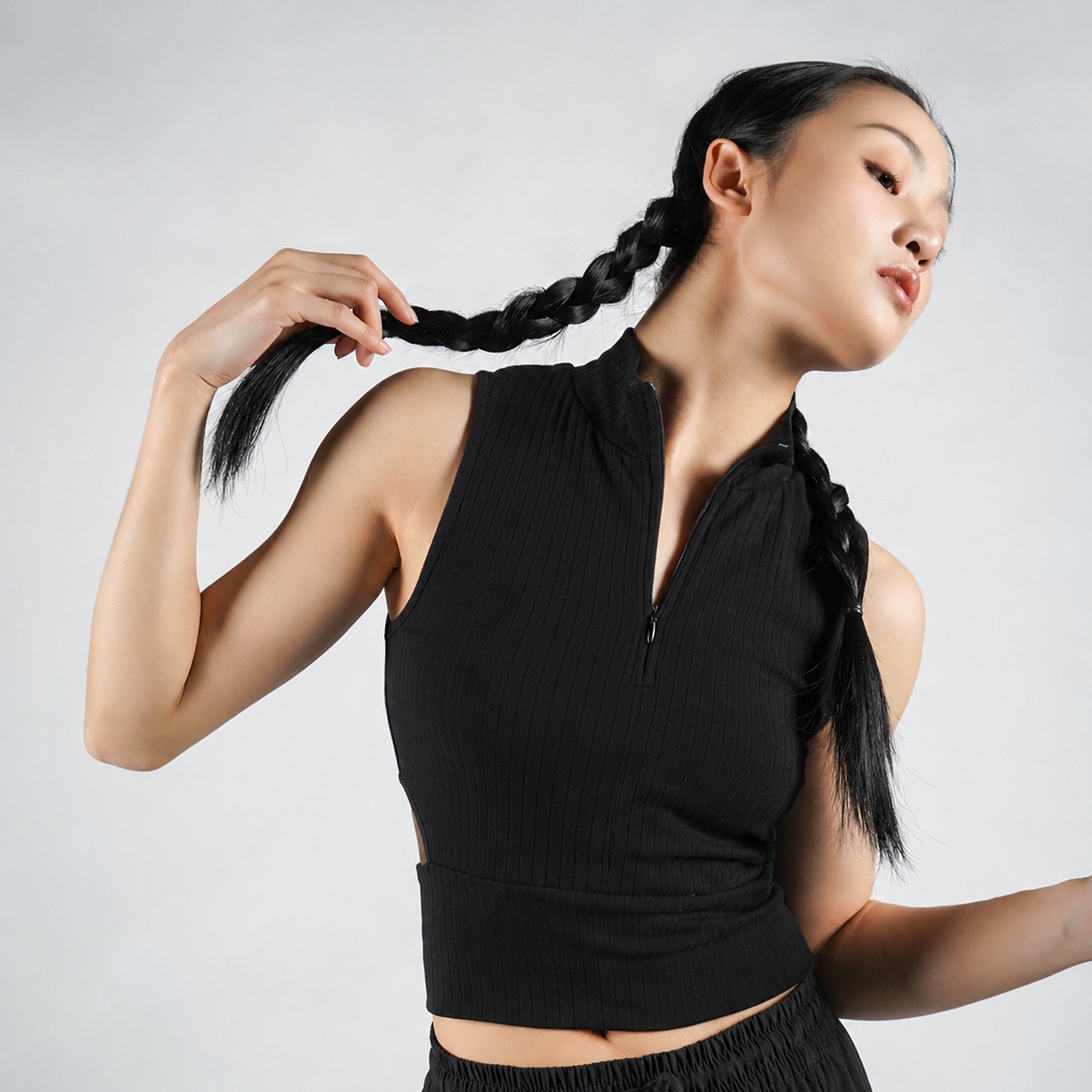 涂一TH361现代舞练功服女夏季无袖舞蹈服紧身舞蹈背心黑色设计款
