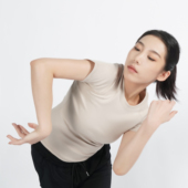 涂一TF0921现代舞练功服女圆领收腰显瘦中国舞艺考短袖 上衣春夏季