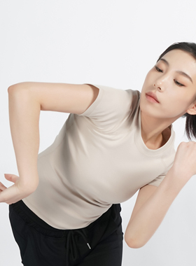 涂一TF0921现代舞练功服女圆领收腰显瘦中国舞艺考短袖上衣春夏季