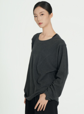 涂一TE708现代舞蹈练功服男女同款宽松大码纯色舞蹈上衣长袖显瘦