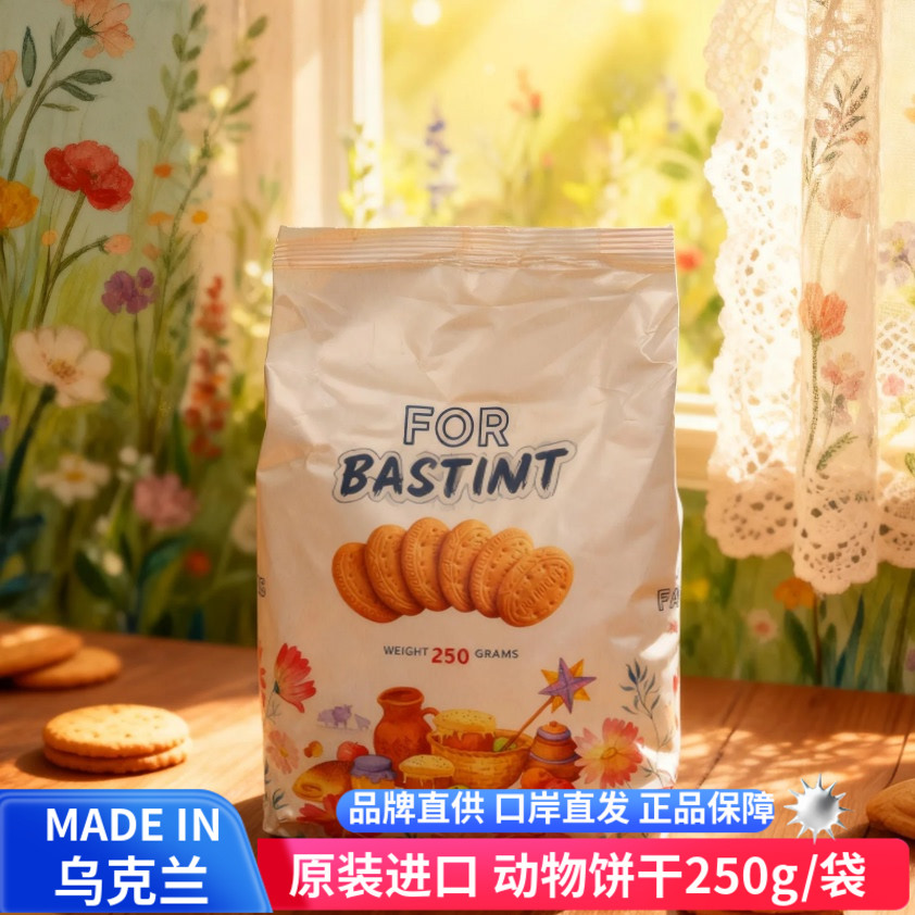 乌克兰进口格兰娜原味动物饼干250g休闲零食小吃下午茶点心