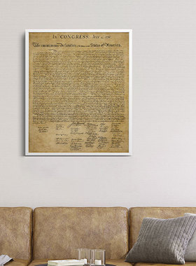 美国独立宣言 The Declaration of Independence原稿竖款布画芯