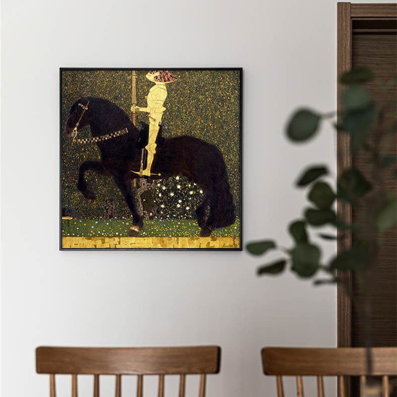 克里姆特生活是一场斗争金色骑士简约正方形高清油画布画芯装饰画