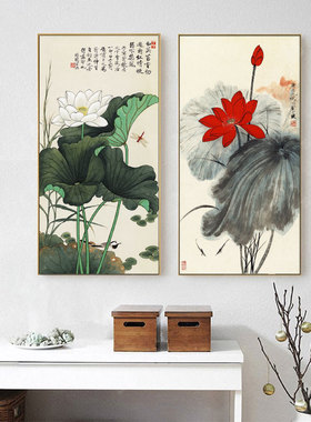 于非闇于照厂荷塘蜻蜓翠鸟梅竹双清玉堂富贵图布画芯竖款工笔国画