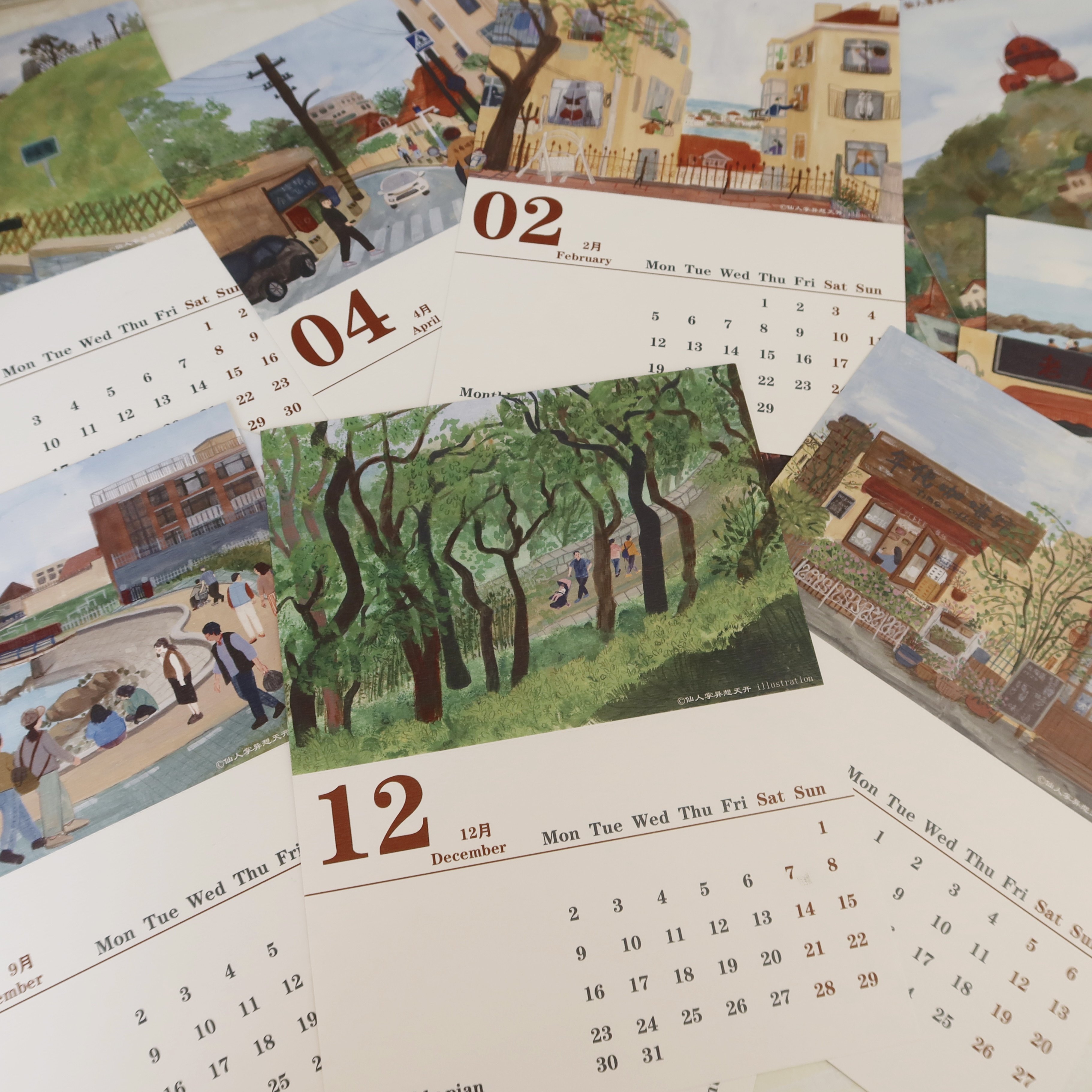 2024款日历|仙人掌异想天开原创插画|速写青岛的所见所感