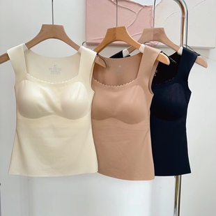 自带胸垫免穿内衣一件过冬光版无痕恒温保暖背心吊带女
