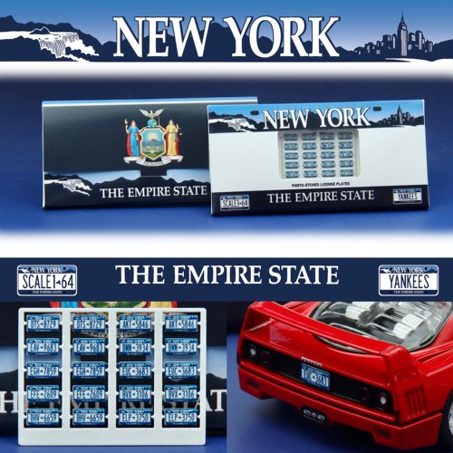 1/64比例 纽约州蓝白THE EMPIRE STATE 蚀刻片车牌模型改件套装