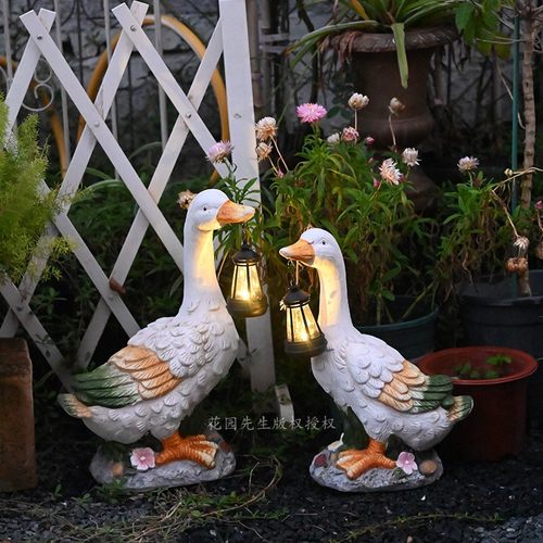 太阳能LED鸭子雕塑花园灯