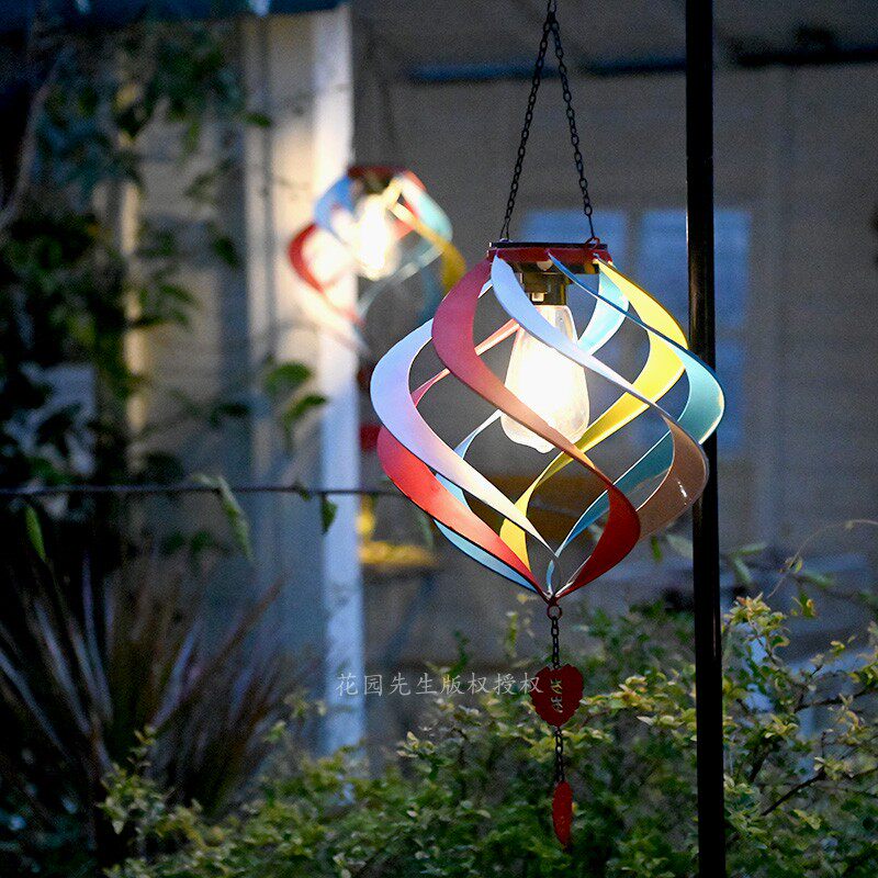 户外旋转太阳能挂灯花园装饰风车户外吊灯彩色螺旋设计庭院装饰灯,家装灯饰光源,户外吊灯,淘宝优惠券,粉丝福利购,淘宝优惠卷