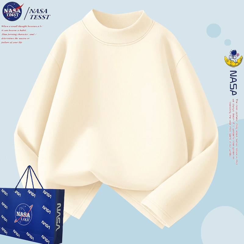 NASA联名男童黑色半高领打底上衣