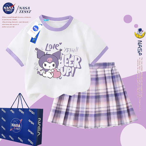 NASA联名女童卡通短袖短裙套装