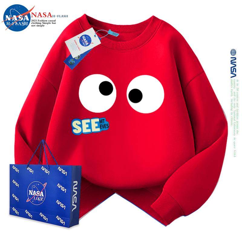 NASA联名红色男童圆领卫衣秋冬潮趣卡通女童加绒儿童冬季上衣潮服,童装/婴儿装/亲子装,卫衣/绒衫,淘宝优惠券,粉丝福利购,淘宝优惠卷