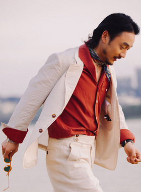 SOARIN【轻薄透气】意式复古泡泡纱西装外套男 夏季无结构单西服