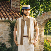 绅士拼接短袖 衬衫 男 SOARIN意式 天丝薄款 商务通勤条纹古巴领衬衣