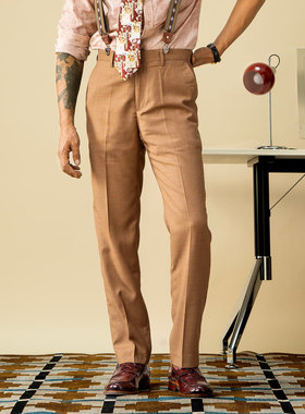 SOARIN英伦风复古格子西装裤男 免烫抗皱商务休闲修身锥形小脚裤