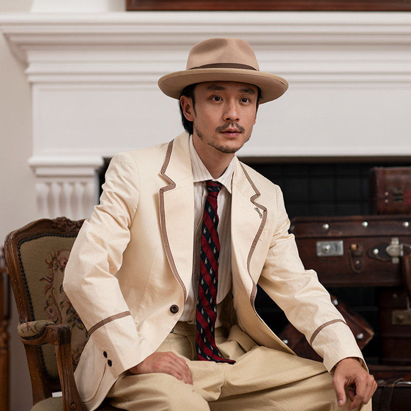 SOARIN复古经典常青藤白色西装外套男 高级感绅士商务休闲单西服
