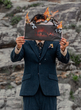 SOARIN复古英伦风粗花呢西装外套男 雅痞商务正装婚礼蓝色单西服