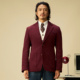 外套男冬季 SOARIN意式 复古灯芯绒西装 保暖条绒商务休闲酒红色西服