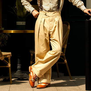 SOARIN美式复古廓尔格军裤男 高腰廓尔喀休闲直筒宽松阔腿工装裤