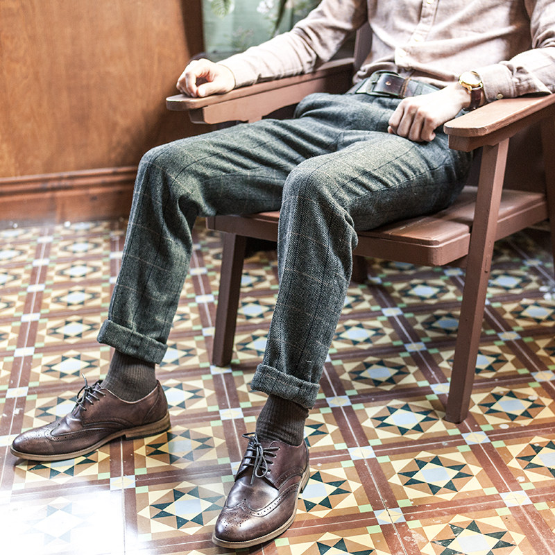 SOARIN复古英伦商务九分格子西装男裤 薄款毛呢休闲格纹9分西裤子|msdalam kategori Pakaian Lelaki, seluar santai - dari Buy2taobao.com untuk memberikan perkhidmatan ejen Taobao profesional membeli