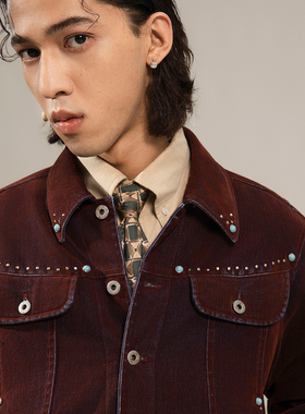 SOARIN【酵洗做旧感】美式复古西部风牛仔夹克男 飞行员短款外套