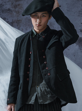 SOARIN'WORLD复古复古新中式双排扣外套男 改良中山装立领夹克