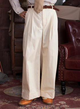 SOARIN意式直筒西装裤男 高级感痞帅商务正装休闲宽松白色九分裤