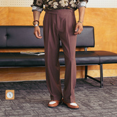 SOARIN意式 长裤 复古那不勒斯高腰裤 男巴黎扣简约百搭垂感商务西装