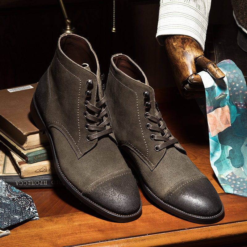 SOARIN英伦风复古高帮沙漠靴男 商务休闲简约百搭中帮反绒皮鞋子