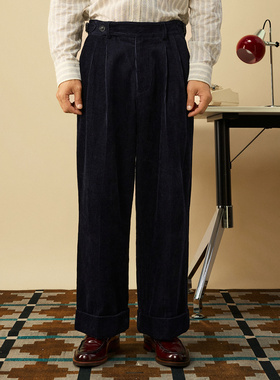 SOARIN复古英式灯芯绒长裤男 冬季保暖重磅条绒商务直筒西装裤子