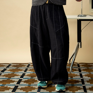 休闲阔腿宽松九分裤 SOARIN美式 棉麻重磅工装 男 子 复古直筒老爹裤