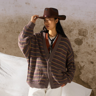 SOARIN双面穿中性风毛衣开衫 vintage古着肌理感针织外套 男女款