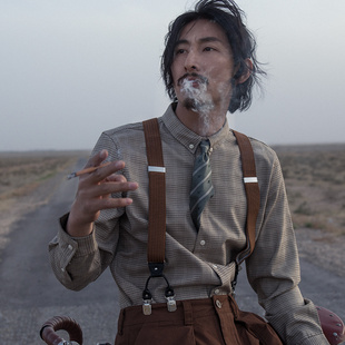 免烫西装 SOARIN英伦风复古格子长袖 雅痞商务休闲修身 男 衬衣 衬衫