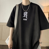 wassupcandy复古短袖t恤男士夏季ins潮流宽松五分袖美式街头衣服，男装T恤，电商A336