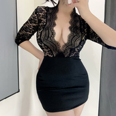 大码 性感睡衣诱惑老公激情风蕾丝倾诉内衣禁欲系纯欲情调包臀短裙