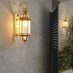 户外全铜壁灯防水欧式庭院墙灯声控灯室外智能雷达人体感应灯壁灯